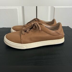 OluKai Shoes Womens 8 Brown Leather Pehuea Li Ili Casual Sneaker Lace Up Comfort